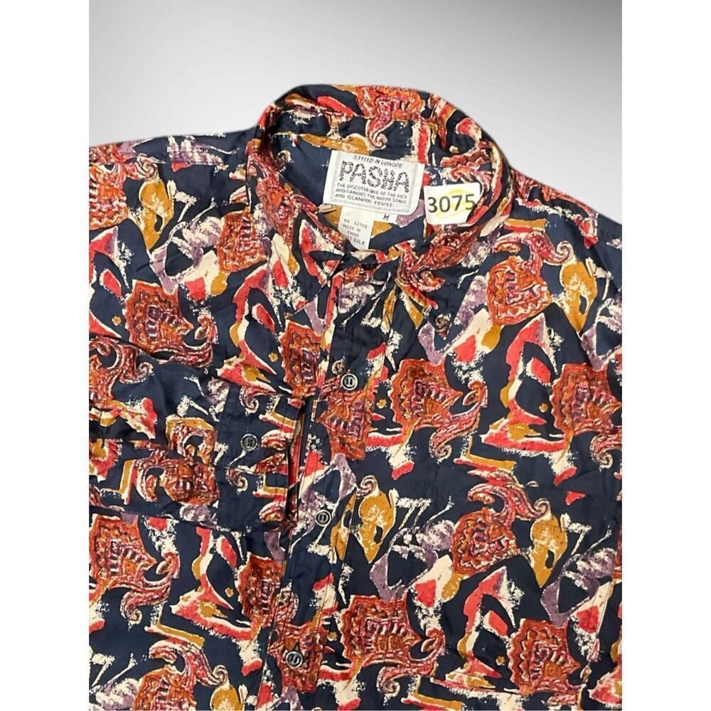 PACHA IBIZA 80s 90s SILK SHIRT JET SET‎ ROCK N ROLL  MULTICOLOURED Ku CLUB SPACE